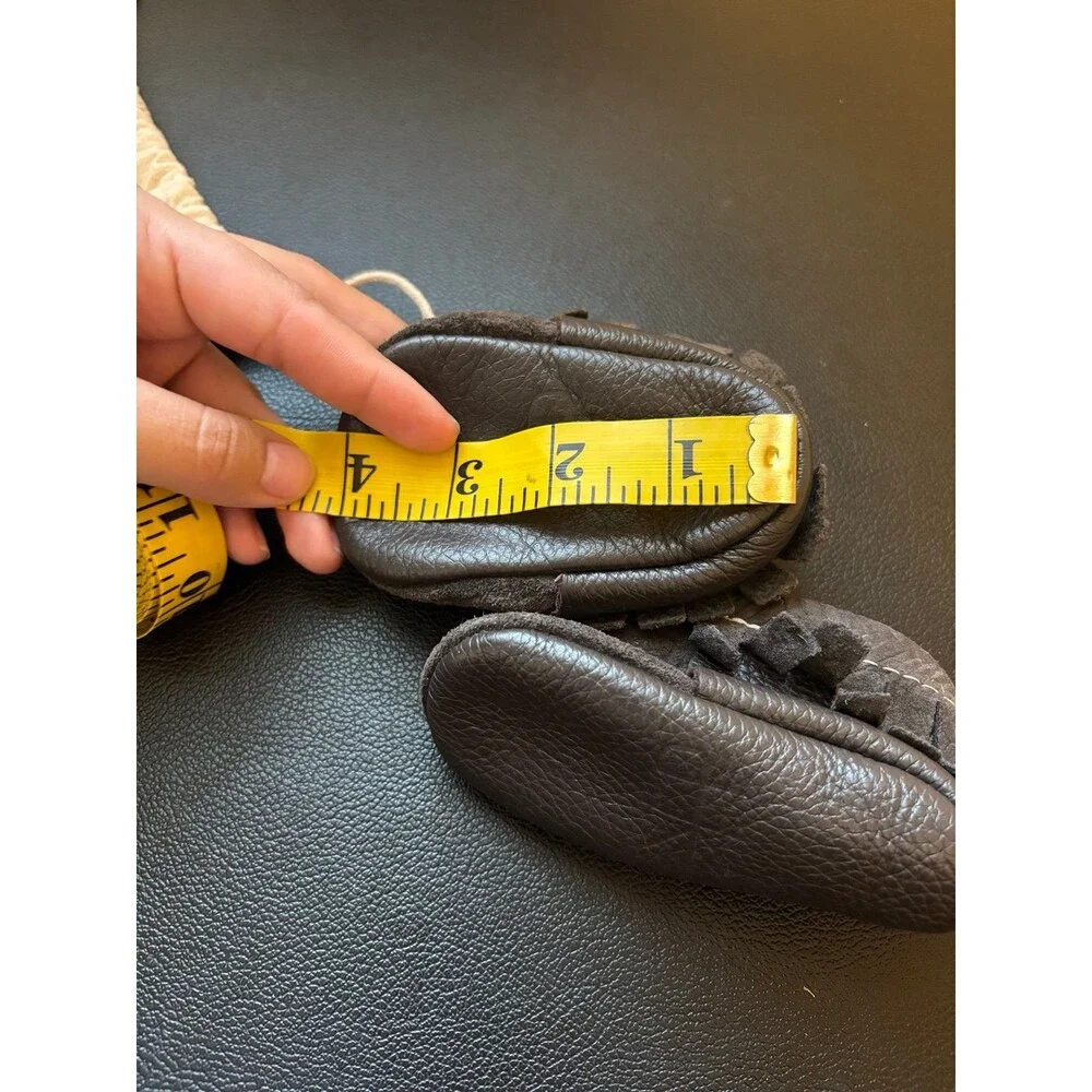 Freshly Picked Grey Brown Suede Leather Moccasins Size 4